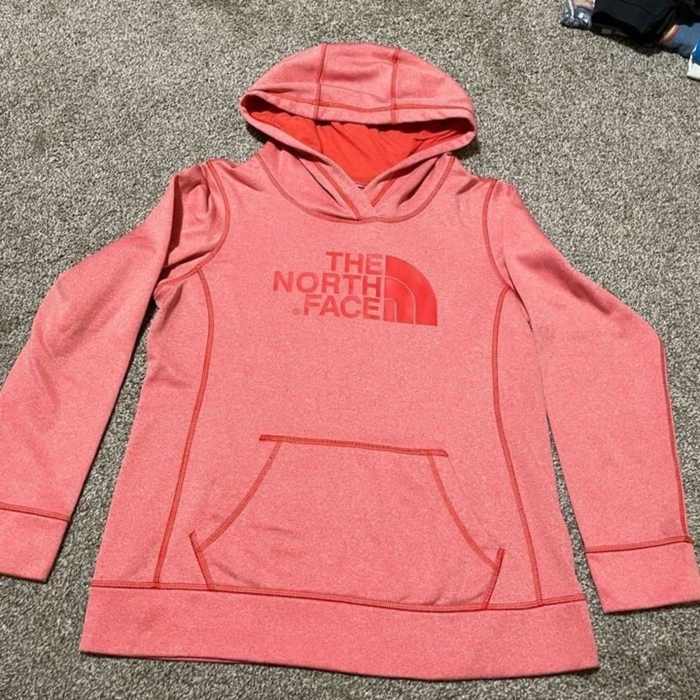 The North Face Womens Heathered Coral Pullover Hoodie Sweatshirt Size M Logo - Picture 1 of 5